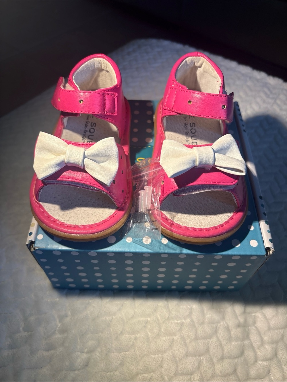 Wee Squeak Stella Toddler Bright Pink Bow Sandals - Comfortable Summer Shoes